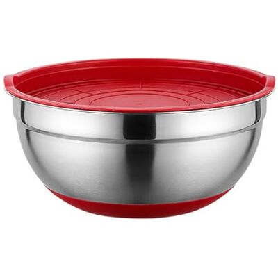 Worparsen Küchenschüssel, Küchenzubehör, Salatschüssel-Set mit Deckel, großes Fassungsvermögen, rutschfeste Unterseite, polierte Oberfläche, leicht zu reinigen, Küchenaufbewahrung, Organizer I Worparsen Küchenschüssel, Küchenzubehör, Salatschüssel-Set mit Deckel, großes Fassungsvermögen, rutschfeste Unterseite, polierte Oberfläche, leicht zu reinigen, Küchenaufbewahrung, Organizer I
