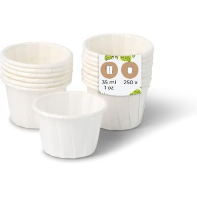 BIOZOYG 250 Stück Papier-Becher 35 ml weiß Dipbecher Saucenbecher BIOZOYG 250 Stück Papier-Becher 35 ml weiß Dipbecher Saucenbecher