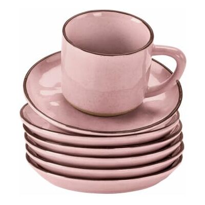 Loberon Tasse mit Untertasse 6er Set Biarré, rosa ursprünglicher, natürlicher Charakter, Geschirr mit mediterranen Charme, spülmaschinenfest, Tischaccessoires, Steinzeug Loberon Tasse mit Untertasse 6er Set Biarré, rosa ursprünglicher, natürlicher Charakter, Geschirr mit mediterranen Charme, spülmaschinenfest, Tischaccessoires, Steinzeug