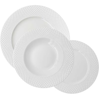 LA PORCELLANA BIANCA Echtes Tafel-Set 18 Stück Speiseteller Ø27 cm; Suppenteller Ø22 cm; Obstteller Ø20 cm, New Bone China LA PORCELLANA BIANCA Echtes Tafel-Set 18 Stück Speiseteller Ø27 cm; Suppenteller Ø22 cm; Obstteller Ø20 cm, New Bone China