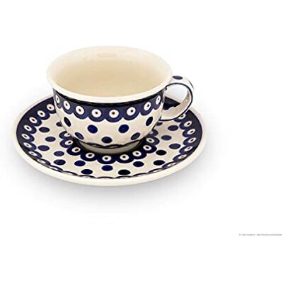 Bunzlauer keramik Tasse mit Untertasse, H=6,5/1,8cm, Ø11,80/16,00cm, 0,2 Ltr. Dekor 46 Bunzlauer keramik Tasse mit Untertasse, H=6,5/1,8cm, Ø11,80/16,00cm, 0,2 Ltr. Dekor 46
