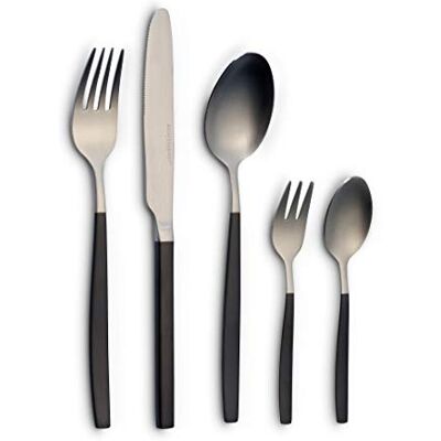 ECHTWERK Tafelbesteck Positano Due-Silver/Black Edition, 20-teilig, für 4 Personen, 18/10 mattiert, Edelstahl, Hochwertiges Besteck Set, für Esstisch, Tischdeko für Hochzeiten und festliche Tafeln ECHTWERK Tafelbesteck Positano Due-Silver/Black Edition, 20-teilig, für 4 Personen, 18/10 mattiert, Edelstahl, Hochwertiges Besteck Set, für Esstisch, Tischdeko für Hochzeiten und festliche Tafeln