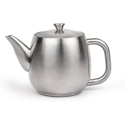 Bredemeijer kleine Edelstahl Teekanne 0,9 Liter silber-matte doppelwandige Kanne inklusive wiederverwendbaren Teefilter für länger, warmen Teegenuss Bredemeijer kleine Edelstahl Teekanne 0,9 Liter silber-matte doppelwandige Kanne inklusive wiederverwendbaren Teefilter für länger, warmen Teegenuss