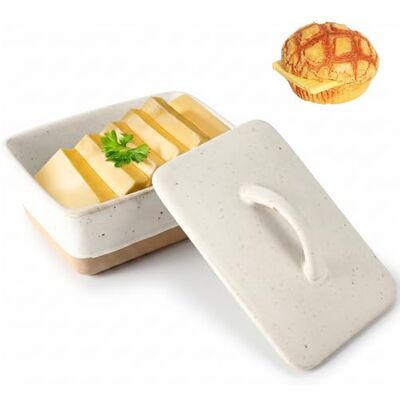 Freyeeti Butterdose Keramik mit Deckel 450ml Butterglocke aus Keramik,Weiß Butterschale Porzellan, Butterbox Porzellan, Butterdosen Butter Dish für alle gängigen Butter,14.5*10*6.5cm Freyeeti Butterdose Keramik mit Deckel 450ml Butterglocke aus Keramik,Weiß Butterschale Porzellan, Butterbox Porzellan, Butterdosen Butter Dish für alle gängigen Butter,14.5*10*6.5cm