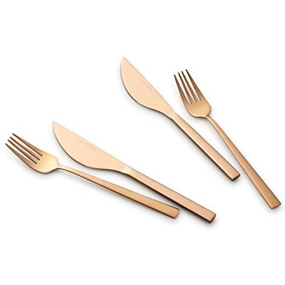 ECHTWERK Pizzabesteck-Set, Pizzaset, Steakbesteck, Essbesteck 4-teilig für bis zu 2 Personen, Mit 2 Pizzamessern und 2 Pizzagabeln aus Edelstahl, Bronze-Edition, EW-PK-2202B ECHTWERK Pizzabesteck-Set, Pizzaset, Steakbesteck, Essbesteck 4-teilig für bis zu 2 Personen, Mit 2 Pizzamessern und 2 Pizzagabeln aus Edelstahl, Bronze-Edition, EW-PK-2202B