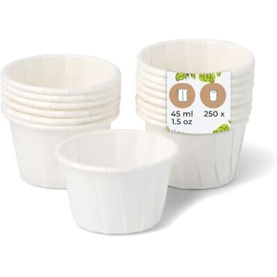 BIOZOYG 250 Stück Papier-Becher 45 ml weiß Dipbecher Saucenbecher BIOZOYG 250 Stück Papier-Becher 45 ml weiß Dipbecher Saucenbecher