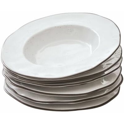 Loberon Suppenteller 6er Set Biarré, weiß Mediterraner Charakter, Farblich Abgesetzter Rand, Zeitloses Design, Spülmaschinenfest, Geschirr, Tischaccessoires, Steinzeug Loberon Suppenteller 6er Set Biarré, weiß Mediterraner Charakter, Farblich Abgesetzter Rand, Zeitloses Design, Spülmaschinenfest, Geschirr, Tischaccessoires, Steinzeug