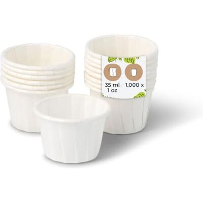 BIOZOYG 1000 Stück Papier-Becher 35 ml weiß Dipbecher Saucenbecher BIOZOYG 1000 Stück Papier-Becher 35 ml weiß Dipbecher Saucenbecher