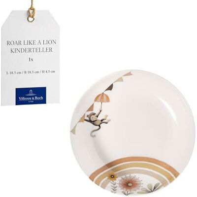 Villeroy & Boch – Boho Kids "Roar like a lion" Suppenteller für Kinder Beige, Spülmaschinenfest, Mikrowellensicher, Kinder Teller, Keramik, Tiermotiv Löwe und Affe, Premium Porzellan Villeroy & Boch – Boho Kids "Roar like a lion" Suppenteller für Kinder Beige, Spülmaschinenfest, Mikrowellensicher, Kinder Teller, Keramik, Tiermotiv Löwe und Affe, Premium Porzellan