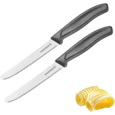 Westmark Frühstücksmesser Daily-Slice – 2 praktische Messer, doppelter Wellenschliff, ideal als Brot-, Brötchen- & Tomatenmesser, spülmaschinengeeignet –Edelstahl Rostfrei Westmark Frühstücksmesser Daily-Slice – 2 praktische Messer, doppelter Wellenschliff, ideal als Brot-, Brötchen- & Tomatenmesser, spülmaschinengeeignet –Edelstahl Rostfrei
