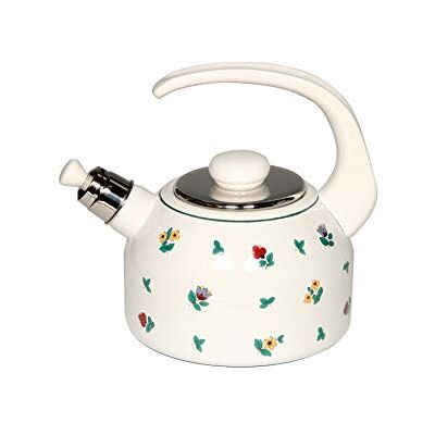 Riess , 0543-049, Flötenkessel Plus 2L, GMUNDNER STREUBLUMEN, Weiß, Gewicht 1,21kg, dreifach emailliert, Wasserkessel mit Flötenpfeife, Induktion, hergestellt in Österreich, LBH 26,2x18,4x21,9cm Riess , 0543-049, Flötenkessel Plus 2L, GMUNDNER STREUBLUMEN, Weiß, Gewicht 1,21kg, dreifach emailliert, Wasserkessel mit Flötenpfeife, Induktion, hergestellt in Österreich, LBH 26,2x18,4x21,9cm