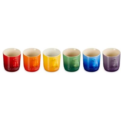 LE CREUSET Steingut-Regenbogen-Set mit 6 Cappuccino-Tassen LE CREUSET Steingut-Regenbogen-Set mit 6 Cappuccino-Tassen