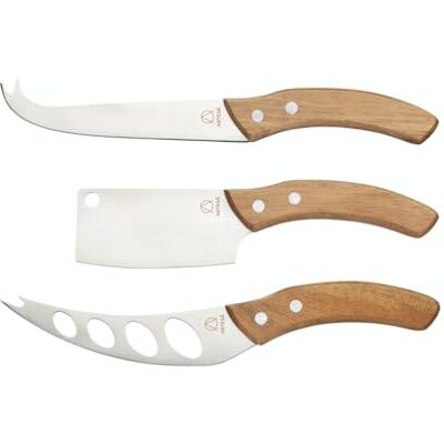 Artesa Käsemesser-Set, Edelstahl-Besteck, 1 Set mit 3 Käsemessern, Käsemesser für Hartkäse, Weichkäse und zerbrechlichen Käse in Geschenkbox, Braun / Silber, Holz Artesa Käsemesser-Set, Edelstahl-Besteck, 1 Set mit 3 Käsemessern, Käsemesser für Hartkäse, Weichkäse und zerbrechlichen Käse in Geschenkbox, Braun / Silber, Holz