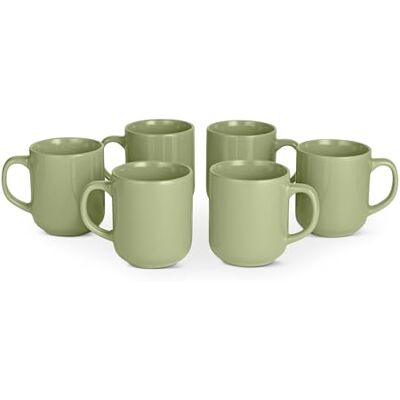 Amazon Glasierte Steingut-Kaffeebecher, 6-Teiliges Set, 473,2ml, Mikrowellen- und Spülmaschinenfest, Olivgrün Amazon Glasierte Steingut-Kaffeebecher, 6-Teiliges Set, 473,2ml, Mikrowellen- und Spülmaschinenfest, Olivgrün