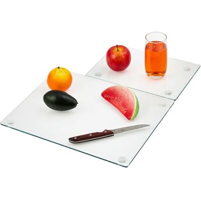 GarveeMore Glas-Schneidebretter 2er‑Set Gehärtetes Glas 16x12 +12x8 Zoll GarveeMore Glas-Schneidebretter 2er‑Set Gehärtetes Glas 16x12 +12x8 Zoll