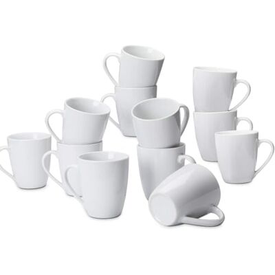 Amazon Kaffeetassen-Set, 12-teiliges Porzellan, 355 ml, Weiß Amazon Kaffeetassen-Set, 12-teiliges Porzellan, 355 ml, Weiß