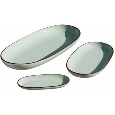 Loberon Servierplatte 3er Set Biarré, türkis mit mediterranem Charakter, handgetöpfert, verschiedene Größen, Geschirr, Küchenutensilien, Steinzeug Loberon Servierplatte 3er Set Biarré, türkis mit mediterranem Charakter, handgetöpfert, verschiedene Größen, Geschirr, Küchenutensilien, Steinzeug