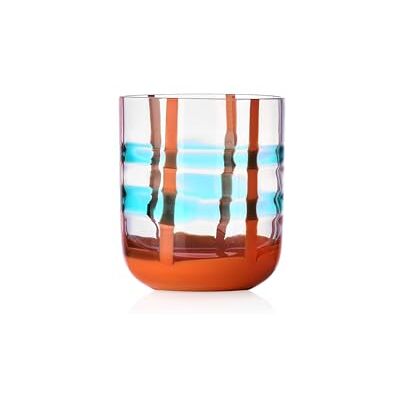 Ichendorf Milano Tumbler, Türkis und Orange, Kollektion Gesti, 35 cl, mundgeblasenes Glas, handgefertigt Ichendorf Milano Tumbler, Türkis und Orange, Kollektion Gesti, 35 cl, mundgeblasenes Glas, handgefertigt