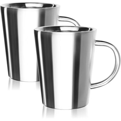 Robin Goods ® 2x Edelstahlbecher 350ml je Thermobecher bruchsicherer Thermo-Trinkbecher doppelwandige Isolierbecher Robin Goods ® 2x Edelstahlbecher 350ml je Thermobecher bruchsicherer Thermo-Trinkbecher doppelwandige Isolierbecher