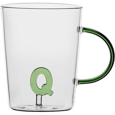 LA PORCELLANA BIANCA Tasse Buchstabe Q aus Borosilikatglas, Fassungsvermögen 400 ml, Kollektion Allalettera LA PORCELLANA BIANCA Tasse Buchstabe Q aus Borosilikatglas, Fassungsvermögen 400 ml, Kollektion Allalettera