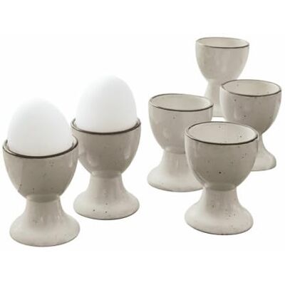 Loberon Eierbecher 6er Set Biarré, grau Steingut mit zierendem Farbrand Handgetöpfert Glänzende Oberfläche Loberon Eierbecher 6er Set Biarré, grau Steingut mit zierendem Farbrand Handgetöpfert Glänzende Oberfläche