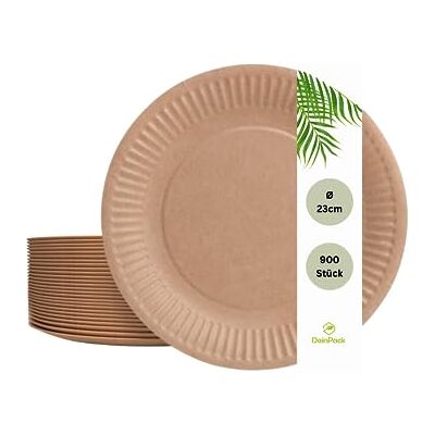 DeinPack Einwegteller 23 cm Ø 900 Stück I Pappteller braun rund I recycelbares Partygeschirr Teller für Geburtstag & Partys umweltfreundliche Teller biologisch abbaubar DeinPack Einwegteller 23 cm Ø 900 Stück I Pappteller braun rund I recycelbares Partygeschirr Teller für Geburtstag & Partys umweltfreundliche Teller biologisch abbaubar