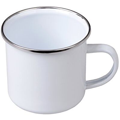 GRÄWE Camping Becher mit Henkel 300 ml, Emaille, Weiß GRÄWE Camping Becher mit Henkel 300 ml, Emaille, Weiß