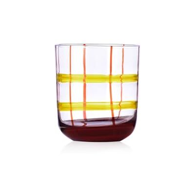 Ichendorf Milano Tumbler, Gelb und Bordeaux, Kollektion Gesti, 35 cl, mundgeblasenes Glas, handgefertigt Ichendorf Milano Tumbler, Gelb und Bordeaux, Kollektion Gesti, 35 cl, mundgeblasenes Glas, handgefertigt