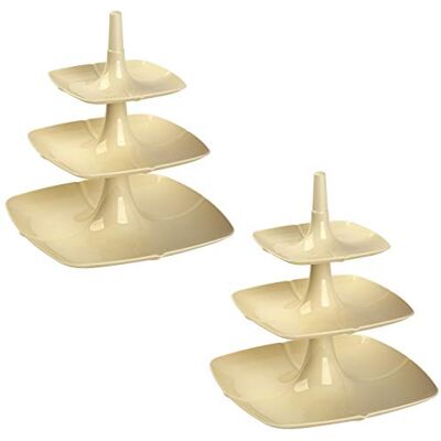 Engelland 2x Etagere 3 stöckig Kuchenständer Dessertständer Tortenhalter Käseplatte Kunststoff Farbe Beige Engelland 2x Etagere 3 stöckig Kuchenständer Dessertständer Tortenhalter Käseplatte Kunststoff Farbe Beige