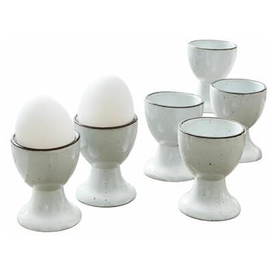 Loberon Eierbecher 6er Set Biarré, weiß Handgetöpfertes Steinzeug, Zierender Farbrand, Passend zum Geschirr-Set 16875 Loberon Eierbecher 6er Set Biarré, weiß Handgetöpfertes Steinzeug, Zierender Farbrand, Passend zum Geschirr-Set 16875