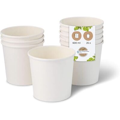 BIOZOYG Suppenbecher to go 25 Stück 600 ml / 24 oz, Ø 115 mm, weiß Suppenschüsseln Einweg Einweggeschirr Alternative zur Plastikschüssel To go Becher, Suppe, Soup Bowl BIOZOYG Suppenbecher to go 25 Stück 600 ml / 24 oz, Ø 115 mm, weiß Suppenschüsseln Einweg Einweggeschirr Alternative zur Plastikschüssel To go Becher, Suppe, Soup Bowl