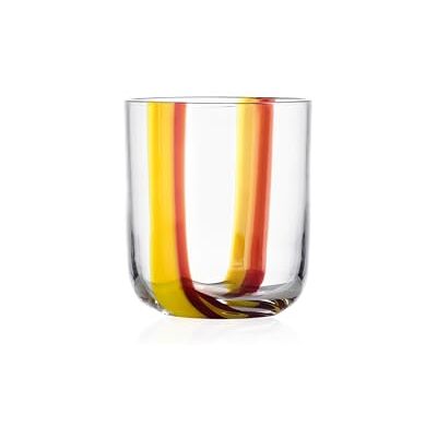 Ichendorf Milano Tumbler, Gelb und Bordeaux U, Kollektion Gesti, 35 cl, mundgeblasenes Glas, handgefertigt Ichendorf Milano Tumbler, Gelb und Bordeaux U, Kollektion Gesti, 35 cl, mundgeblasenes Glas, handgefertigt