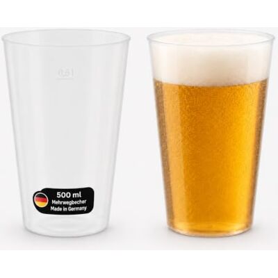 DeinPack 30 Mehrwegbecher 500ml Made in Germany mit Eichstrich transparent 30 Stück, Made in Germany, Mit Eichstrich, Wiederverwendbar, Aus PP DeinPack 30 Mehrwegbecher 500ml Made in Germany mit Eichstrich transparent 30 Stück, Made in Germany, Mit Eichstrich, Wiederverwendbar, Aus PP