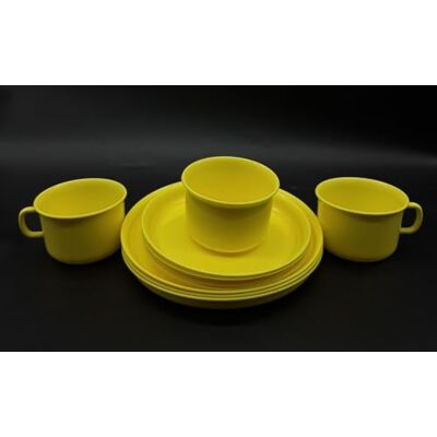 Kimmel 3 Stück Geschirr-Set Frühstücksset Geschirrservice, Kaffeeservice Plastikgeschirr, besteht aus je 3 Tassen Untertassen und Teller, aus Kunststoff, Mehrweggeschirr, Farbe gelb Kimmel 3 Stück Geschirr-Set Frühstücksset Geschirrservice, Kaffeeservice Plastikgeschirr, besteht aus je 3 Tassen Untertassen und Teller, aus Kunststoff, Mehrweggeschirr, Farbe gelb