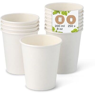 BIOZOYG 250 Stück Kaffeebecher Pappbecher 200ml / 8 oz Ø 80 mm weiß Einwegbecher plastikfrei Becher aus nachhaltiger Forstwirtschaft Kaffeebecher Einweg BIOZOYG 250 Stück Kaffeebecher Pappbecher 200ml / 8 oz Ø 80 mm weiß Einwegbecher plastikfrei Becher aus nachhaltiger Forstwirtschaft Kaffeebecher Einweg