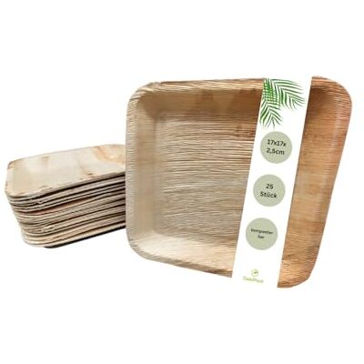 DeinPack 25 Palmblatt Teller eckig 17x17x2,5cm Bio Einweggeschirr biologisch abbaubar Partygeschirr Einmalgeschirr Wegwerfgeschirr Snackschale Teller kompostierbar DeinPack 25 Palmblatt Teller eckig 17x17x2,5cm Bio Einweggeschirr biologisch abbaubar Partygeschirr Einmalgeschirr Wegwerfgeschirr Snackschale Teller kompostierbar