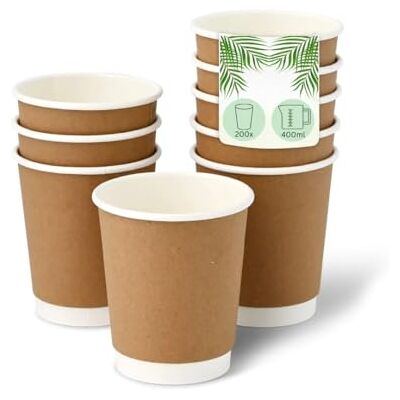 DeinPack 200 Stück Kaffeebecher braun 400ml / 16 oz Ø 90 mm Doppelwandige Isolierte Pappbecher plastikfrei nachhaltige Materialien Einwegbecher-ToGo Becher DeinPack 200 Stück Kaffeebecher braun 400ml / 16 oz Ø 90 mm Doppelwandige Isolierte Pappbecher plastikfrei nachhaltige Materialien Einwegbecher-ToGo Becher