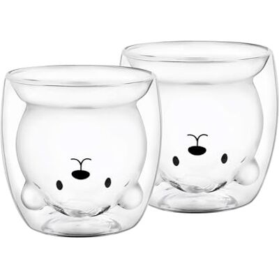 GRÄWE Doppelwandige-Thermogläser, 250ml, 2er Set, Motiv Bär, Kindertasse als Geschenkset GRÄWE Doppelwandige-Thermogläser, 250ml, 2er Set, Motiv Bär, Kindertasse als Geschenkset
