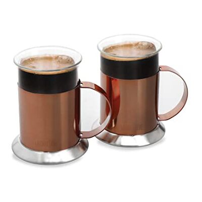 La Cafetière Glas 2ml poliertes Kupfer Finish Glas Tassen, 2er Set La Cafetière Glas 2ml poliertes Kupfer Finish Glas Tassen, 2er Set
