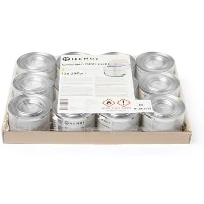 HENDI Brennpaste, 12 Stück, ruß- und geruchlos, Brenndauer ±3 Stunden, Brenngel, Fire Paste, für Wärmebehälter, zum Warmhalten von Speisen, für Chafing Dish, 200gr HENDI Brennpaste, 12 Stück, ruß- und geruchlos, Brenndauer ±3 Stunden, Brenngel, Fire Paste, für Wärmebehälter, zum Warmhalten von Speisen, für Chafing Dish, 200gr