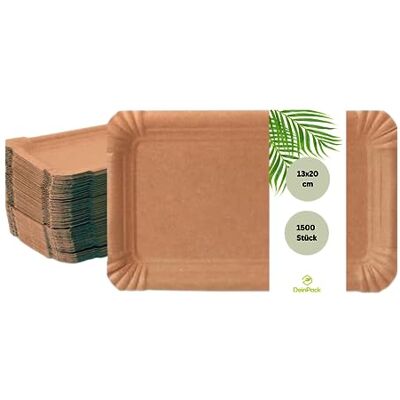 DeinPack braune Pappteller Frischfaser 1500 Stück 13 x 20 cm Pappteller aus Karton DeinPack braune Pappteller Frischfaser 1500 Stück 13 x 20 cm Pappteller aus Karton