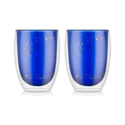 Bodum PAVINA Disney Stardust Doppelwandgläser, 2er-Set, 350 ml isolierte Borosilikatglas-Becher für heiße und kalte Getränke, Königsblau, 4559-570-10-DSN Bodum PAVINA Disney Stardust Doppelwandgläser, 2er-Set, 350 ml isolierte Borosilikatglas-Becher für heiße und kalte Getränke, Königsblau, 4559-570-10-DSN
