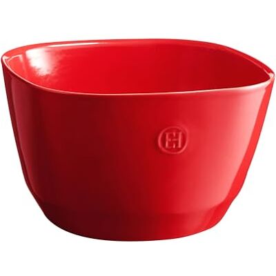 Emile Henry Salatschüssel aus Keramik, hergestellt in Frankreich, groß, 26 x 26 x 15,9 cm, 5,85 l, Burgunderrot Emile Henry Salatschüssel aus Keramik, hergestellt in Frankreich, groß, 26 x 26 x 15,9 cm, 5,85 l, Burgunderrot