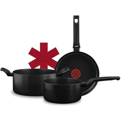 H&H Focus Kochset 8-teilig – Antihaft-Pfluon-Beschichtung, Töpfe, Pfannen & Glasdeckel mit Silikon – Universeller Boden für alle Kochfelder inkl. Induktion – Schwarzes, modernes Design H&H Focus Kochset 8-teilig – Antihaft-Pfluon-Beschichtung, Töpfe, Pfannen & Glasdeckel mit Silikon – Universeller Boden für alle Kochfelder inkl. Induktion – Schwarzes, modernes Design