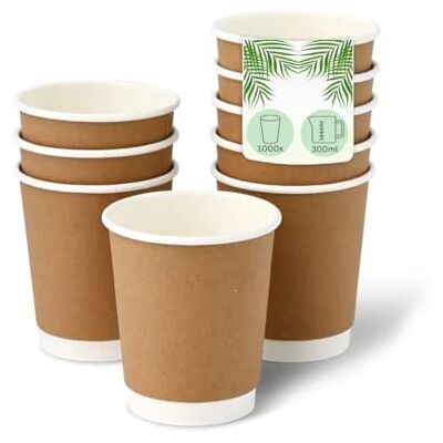 DeinPack 1000 Stück Kaffeebecher braun 300ml / 12 oz Ø 90 mm Doppelwandige Isolierte Pappbecher plastikfrei nachhaltige Materialien Einwegbecher-ToGo Becher DeinPack 1000 Stück Kaffeebecher braun 300ml / 12 oz Ø 90 mm Doppelwandige Isolierte Pappbecher plastikfrei nachhaltige Materialien Einwegbecher-ToGo Becher
