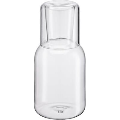 Cilio Wasserkaraffe LORENZO mit Trinkglas, mundgeblasene Karaffe aus Borosilikatglas, 750 ml Karaffe und 200 ml Glas, transparent, breiter Hals für Eiswürfel, kühlschranktauglich Cilio Wasserkaraffe LORENZO mit Trinkglas, mundgeblasene Karaffe aus Borosilikatglas, 750 ml Karaffe und 200 ml Glas, transparent, breiter Hals für Eiswürfel, kühlschranktauglich