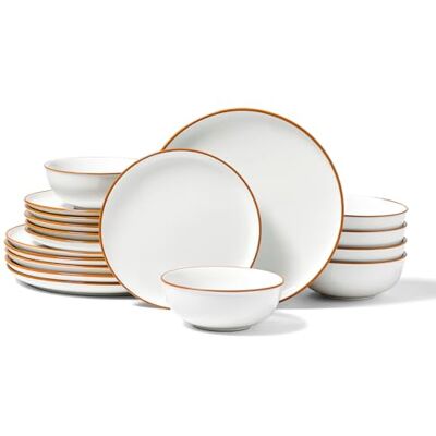 VEVOR Geschirrset für 6 Personen (18-tlg.) runde Teller- und Schüssel-Sets, Essgeschirr aus Keramik, spülmaschinen- und mikrowellengeeignetes Küchengeschirr, für Dessert Salat Suppe Pasta, weiß VEVOR Geschirrset für 6 Personen (18-tlg.) runde Teller- und Schüssel-Sets, Essgeschirr aus Keramik, spülmaschinen- und mikrowellengeeignetes Küchengeschirr, für Dessert Salat Suppe Pasta, weiß