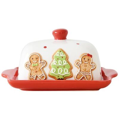 Bemonew Butterdose aus Keramik für Lebkuchen und Weihnachtsbaumbutter mit Deckel Geräumiger Butterbehälter, glatte und robuste Keramik, steigert die Urlaubsstimmung, ideal für Zuhause, Café, Restaurant Bemonew Butterdose aus Keramik für Lebkuchen und Weihnachtsbaumbutter mit Deckel Geräumiger Butterbehälter, glatte und robuste Keramik, steigert die Urlaubsstimmung, ideal für Zuhause, Café, Restaurant