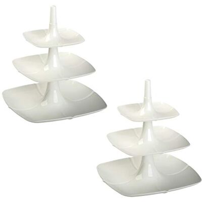 Gariella 2x Etagere 3 stöckig Kuchenständer Tortenplatte Tortenhalter Kunststoff weiß Gariella 2x Etagere 3 stöckig Kuchenständer Tortenplatte Tortenhalter Kunststoff weiß