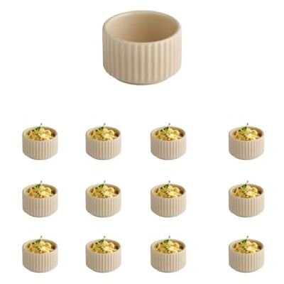 APS 19022 Eierbecher/Mini-Schale THE GRID Porzellan, 12er Set, 45 ml Ø 6 cm; Farbe sand; stapelbar APS 19022 Eierbecher/Mini-Schale THE GRID Porzellan, 12er Set, 45 ml Ø 6 cm; Farbe sand; stapelbar